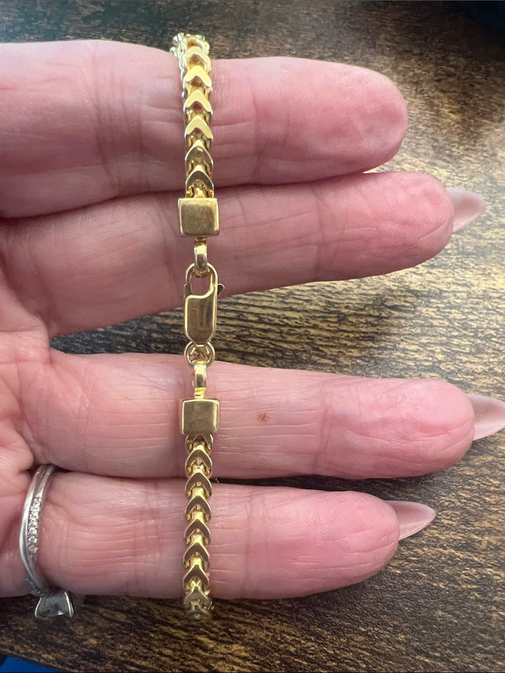 Gold Tone Herringbone Chain Bracelet - Women's Jewelry - Picture 4 of 4